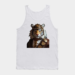 Tiger Overlord in Steampunk Art Tank Top